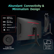 KTC 32 inch 180Hz Curved Gaming Monitor, QHD(2560x1440p) 1ms MPRT, 2K Computer Monitor, 1500R HVA Display, FreeSync Premium, HDR, 120% sRGB, DisplayPort/HDMI/USB, Vesa Support, PC Monitor for Gamers